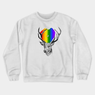 Stag deer with pride heart. Feel the rainbow Crewneck Sweatshirt